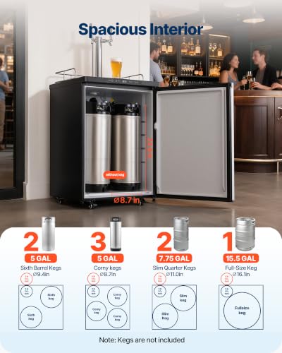 Image of VEVOR Beer Kegerator, Dual Tap Home Draft Beer Dispenser for Ball Lock