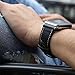 Marge Plus Compatible with Apple Watch Band 42mm 44mm, Genuine Leather Replacement Band Compatible with Apple Watch SE Series 6 5 4 (44mm) Series 3 2 1 (42mm), Black Band/Silver Adapter