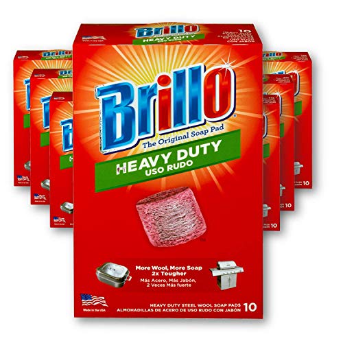 Brillo | Heavy Duty | Steel Wool Soap Pads | 2X Tougher | Original Scent (Red) | 6 Pack (10ct)