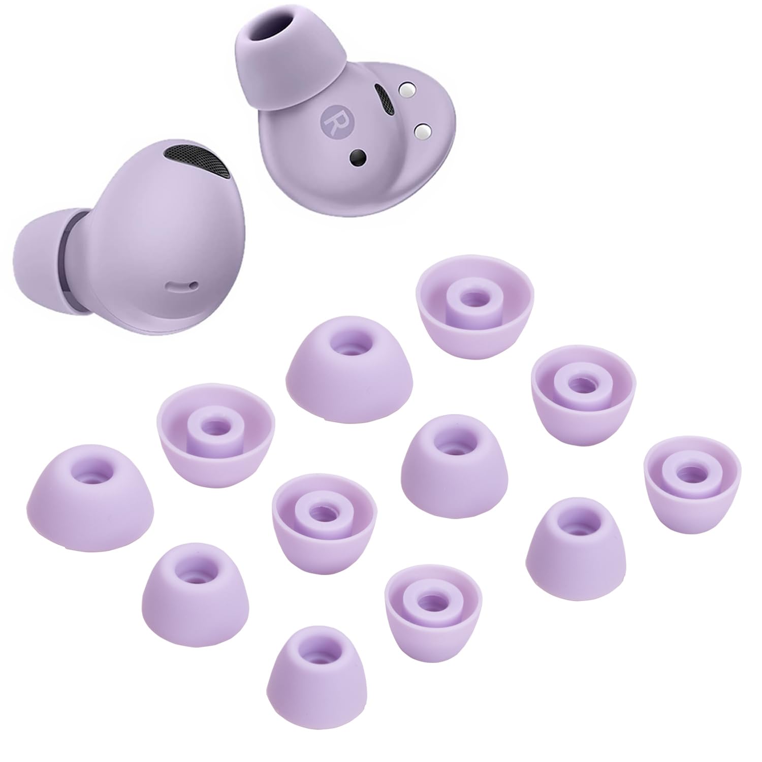 Replacement Earbuds Tips Silicone Eartips for Samsung Galaxy Buds 2 Pro Headphones Fit in Case Buds Tips,6 Pairs (Bora Purple)