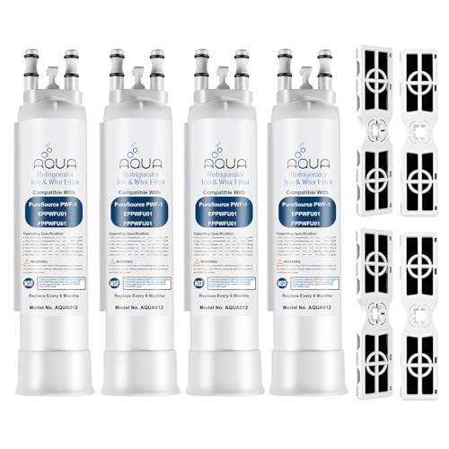 Image of PWF-1 FPPWFU01 Water Filter & PureAir AF-2 FRGPAAF2 Air Filter Combo, Compatible with FRIGCOMBO6, FRFC2323AS, FRFG232LAF, FRFN2823AS, FRFS2823AD, FRFS2823AS, FRFS2823AW, 4 water filters+4 air filters