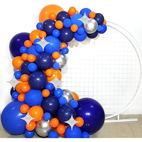 FUNPRT Outer Space Balloons Garland - Silver Orange Blue Navy Latex Balloons for Men's Bbirthday Graduation Party Decor Balloons,113 Count Cover