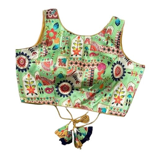 Aaditri Enterprises Women's Multigreen Digital Print Silk Blouse