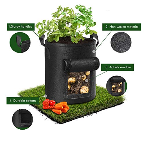 Cavisoo 5-Pack 10 Gallon Potato Grow Bags, Garden Planting Bag With Reinforced Handle, Thickened Nonwoven Fabric Pots For Tomato thumb #2