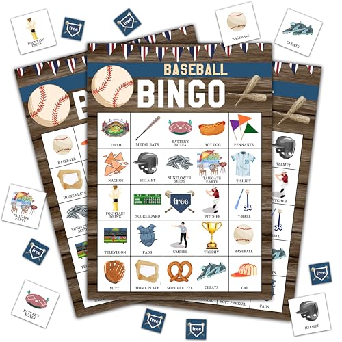 Disfuco Baseball Bingo Game, Baseball Party Games Cards for Adults,