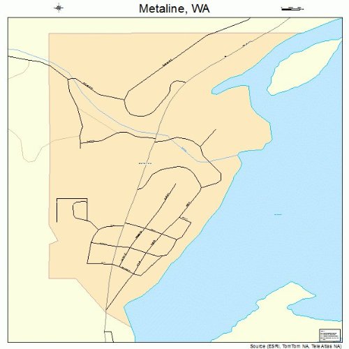 Large Street & Road Map of Metaline, Washington WA Printed poster