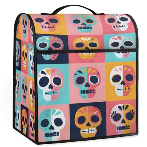 Coffee Maker Cover Funny Skull Kitchen Appliance Covers Small Appliance Covers Blender Cover Juicer Cover Dust Covers for Kitchen Appliances with Top Handle and Pockets,Washable,B403