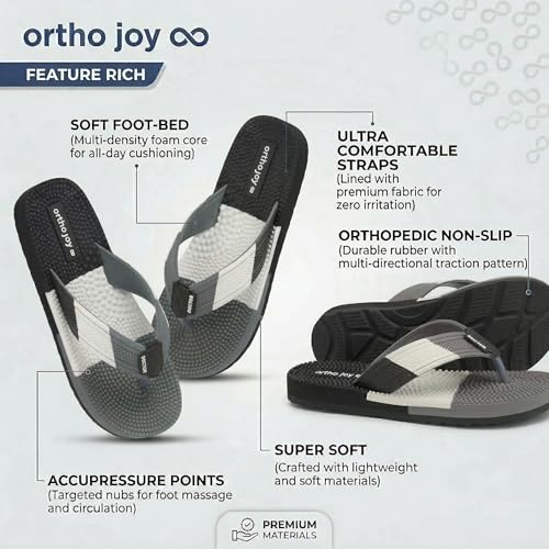 Image of Men's Orthopedic Doctor Slippers with Acupressure Sole | Extra Soft Ortho Chappal for Men | Daily Use Home & Casual Footwear | Soft Cushion Foam Slipper for Man - Lightweight, Anti-Skid Rubber