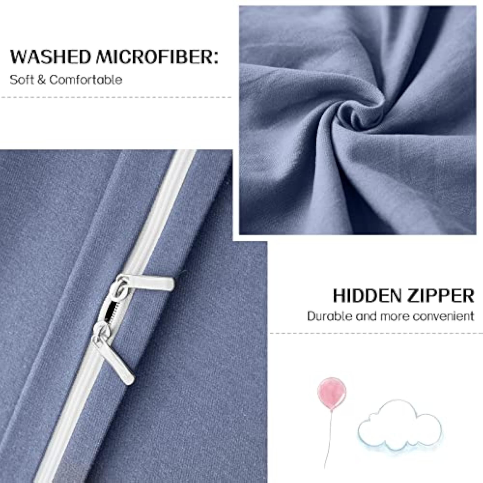 King Duvet Cover, 100% Washed Microfiber, 3pcs Bedding Set