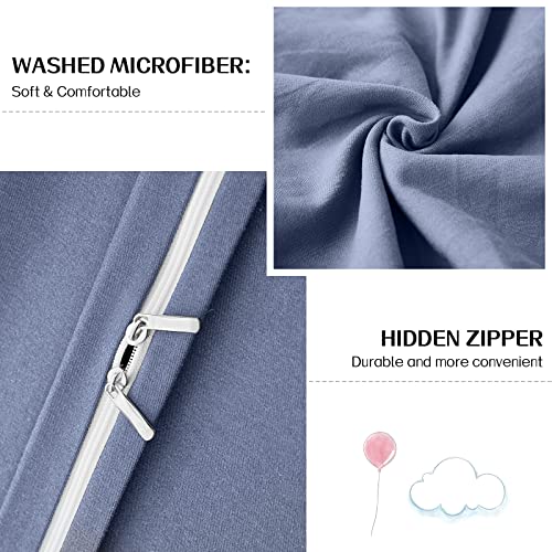 Dreaming Wapiti Duvet Cover Queen,Washed Microfiber Haze Blue Queen Size Duvet Cover Set,Solid Color - Soft and Breathable with Zipper Closure & Corner Ties (Haze Blue, Queen)