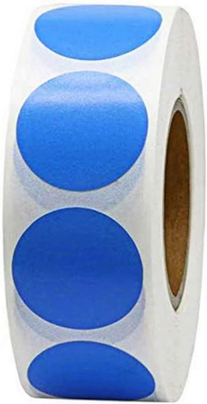 Coloured Dot Stickers 500 Pcs 25mm Blue Self Adhesive Circle Sticky Dot