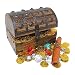 Nautical Cove Wooden Pirates Treasure Chest Box with a Free Pirate Treasure Map and Gold Coins/Gems (Large 8"x6"x6")