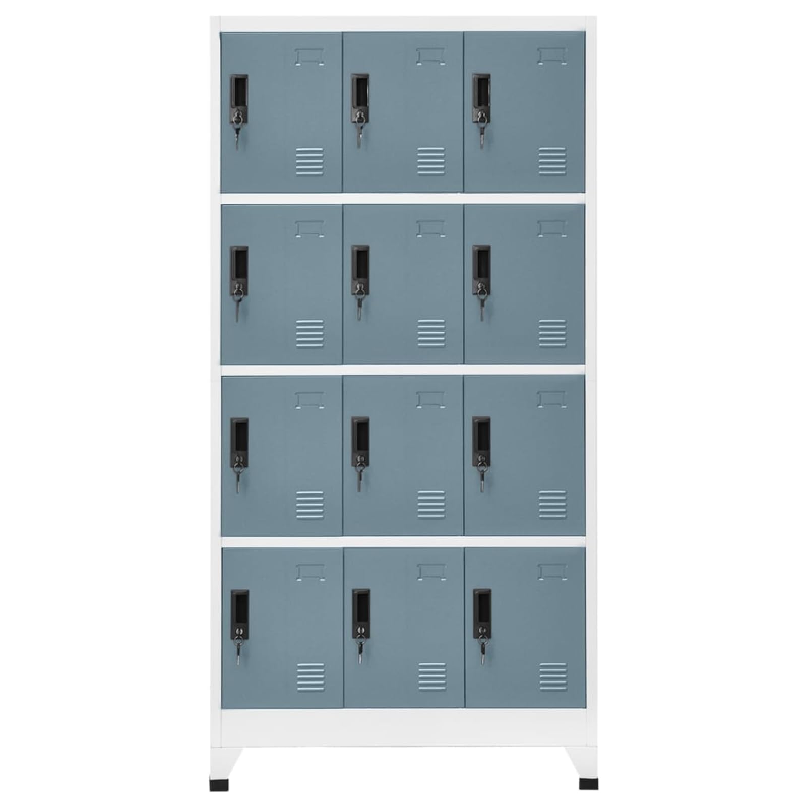 Gecheer Casiers vestiaires, casiers métalliques, vestiaire, armoire en acier, armoire avec 12 casiers en acier, armoires de rangement gris clair et gris foncé, 90 x 45 x 180 cm