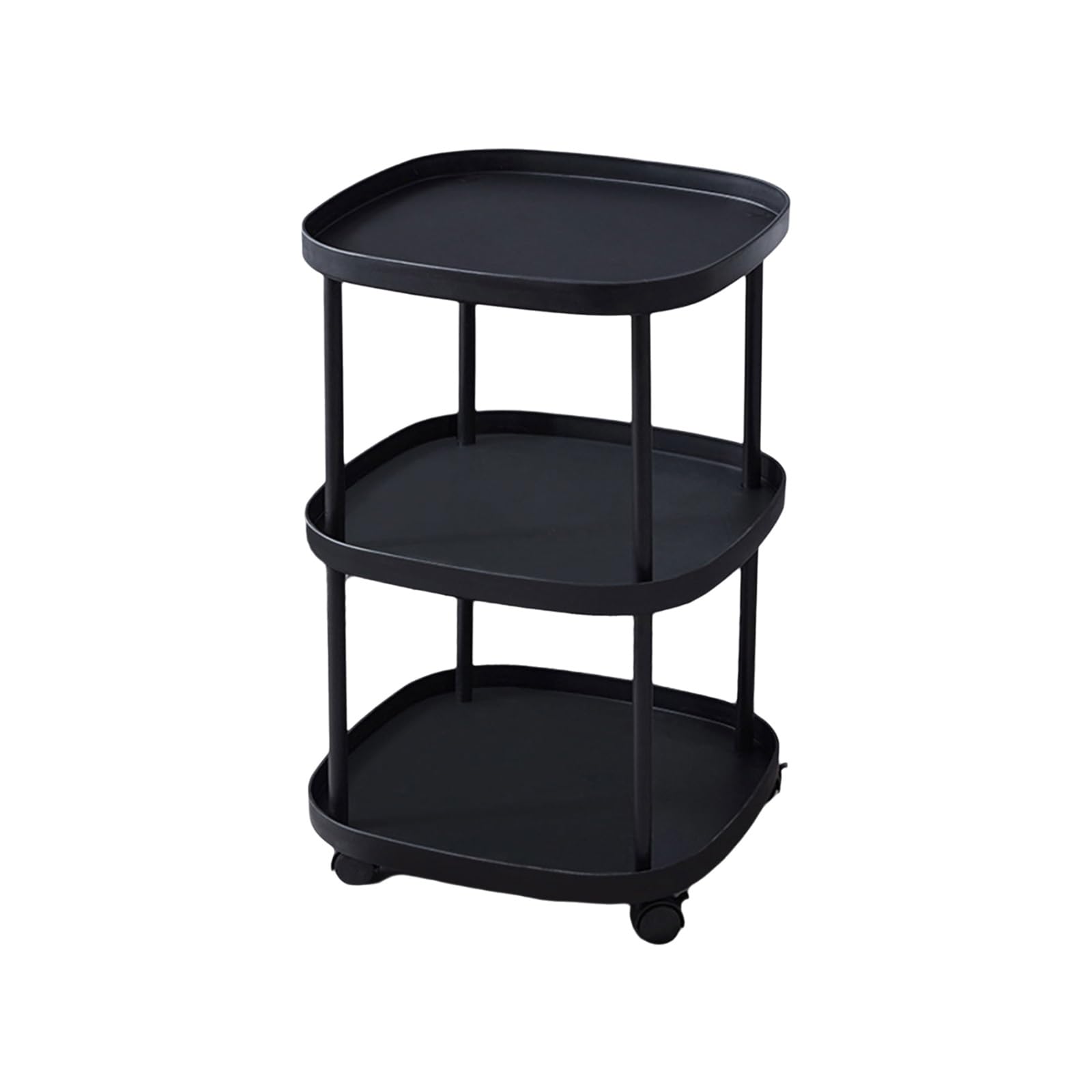 Table basse roulettes salon meuble appoint carré gain de place noir 65cm