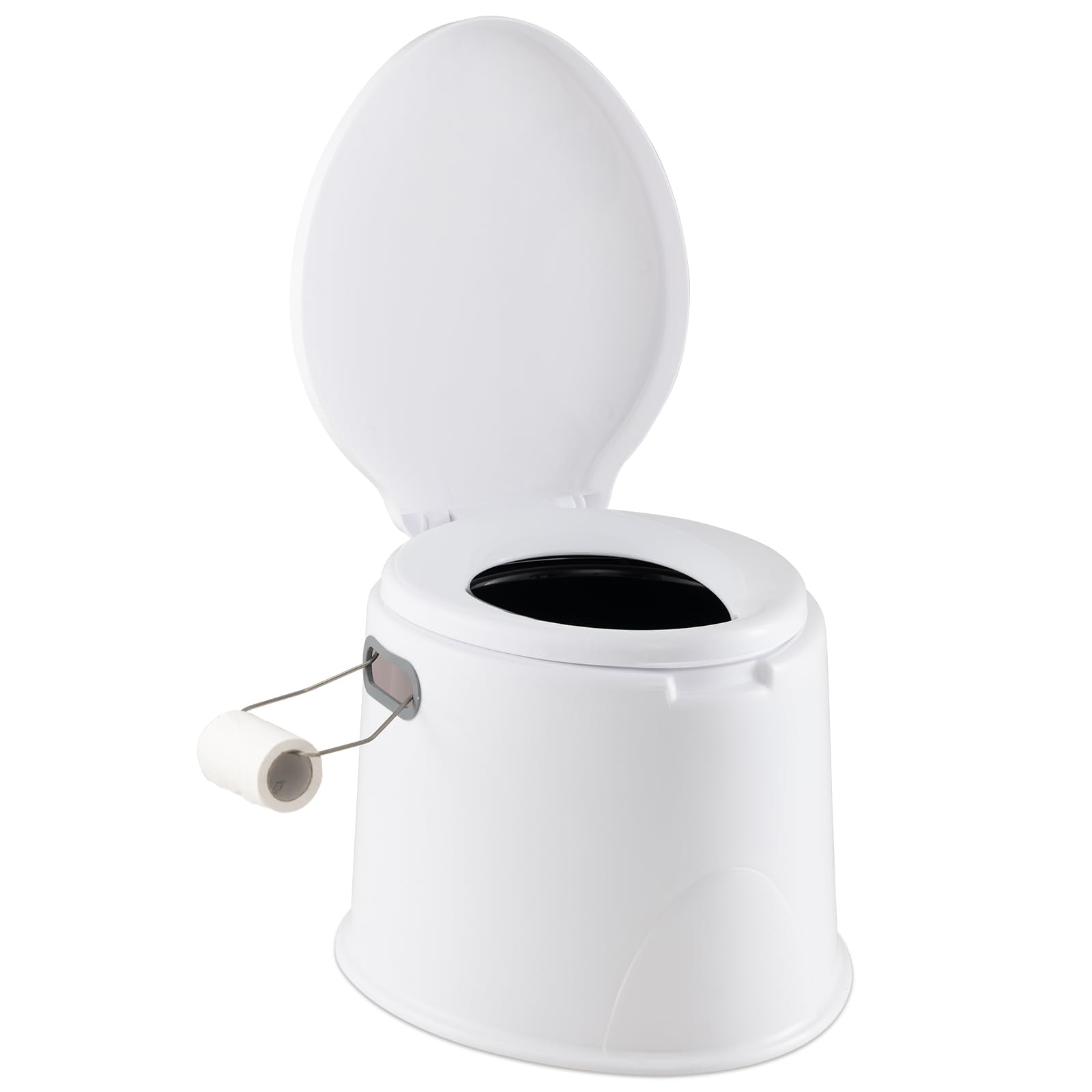 GYMAX Toilette de Camping Portable, Charge 200KG, Utilisation Extérieure Intérieure, avec Seau Amovible, Couvercle, Support de Papier, pour Randonnée, Camping-Car, Voyage