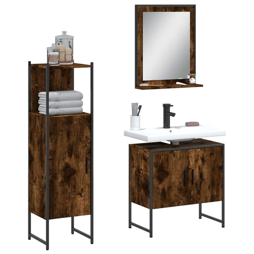Muebles de baño de madera de ingeniería en roble ahumado