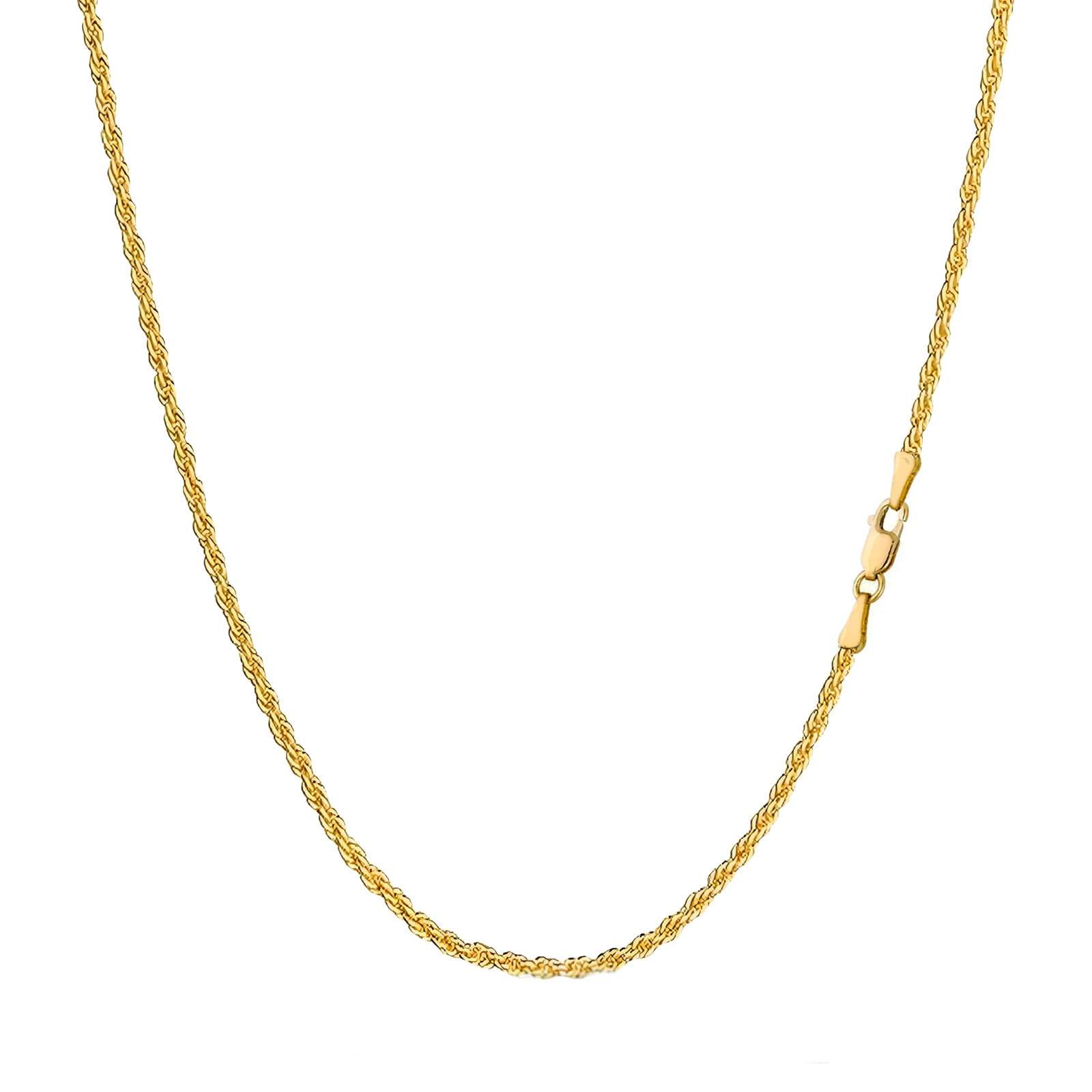 MONVAU 14K Yellow Gold Rope Link Chain Dainty Yellow Gold Necklace for Women and Men with Lobster Clasp