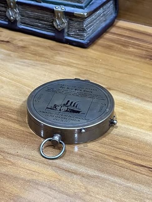 Collectibles Buy Authentic Antique Lid Titanic Compass Brass Finish Directional Magnetic Compass Vintage Nautical Sailor Article - Maritime Magnetic Gift