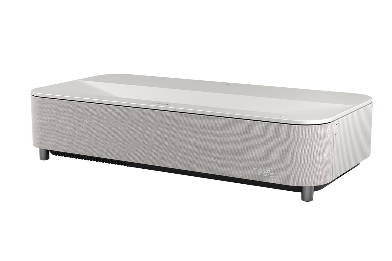 Epson Lifestudio Grand Plus EH-LS970W | Ultra-Short-Throw Smart Laser Projector TV | Home Cinema 4K | 4,000 Lumens | AI Imaging | Sound by BOSE| Google TV | 150'' Display | 5-Year Warranty | White