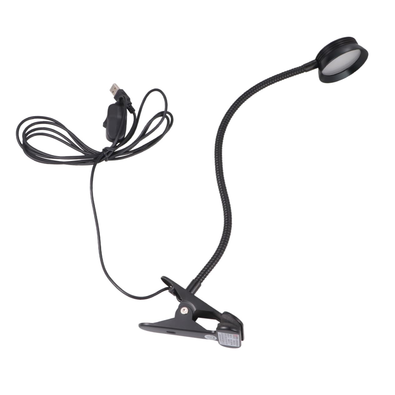 Lampada da Studio Clip LED, Collo di Cigno Flessibile, Regolazione Luminosità 2 Livelli, Alimentazione USB, per Uso a Letto