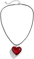 Etercycle Red Heart Choker Necklace - Chunky Puffy Glass Heart Pendant Y2K Trendy Jewelry for Women & Teens