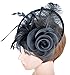 AM CLOTHES Fascinators for Women Flower Feather Headband Hat Fascinator Wedding Headwear 9011BLACK