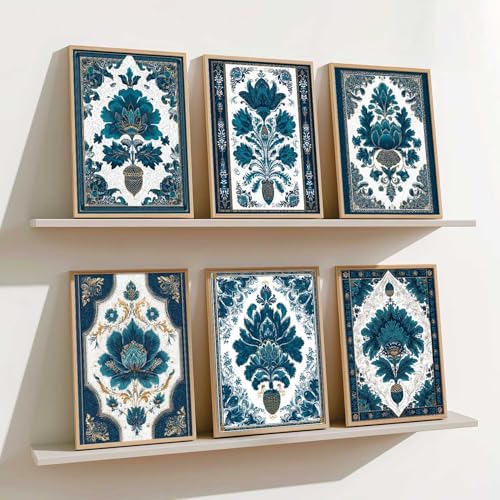 Image of kotart Traditional Wall Art Painting With Frame Pichwai Home Decoration For Living Room Bed Room Hotel Wall Decor Digital Reprint Set of 6 (13X17 inch)