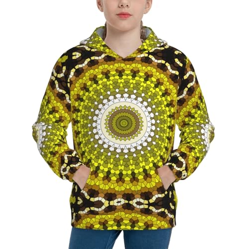 Yellow Mandala Kid Hoodies Boys Sweatshirts Girls Pullover with Pocket