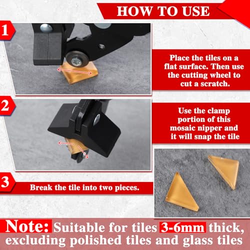 SPEEDWOX Ceramic Tile Cutter Tile Nippers with Strong Plastic Breaker Bar Scoring Wheel Glass Cutters Tools Tile Cutter Hand Tool for Cutting Porcelain Ceramic Mirror - Image 2