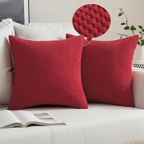 MIULEE Red Corduroy Cushion Covers Set Cover
