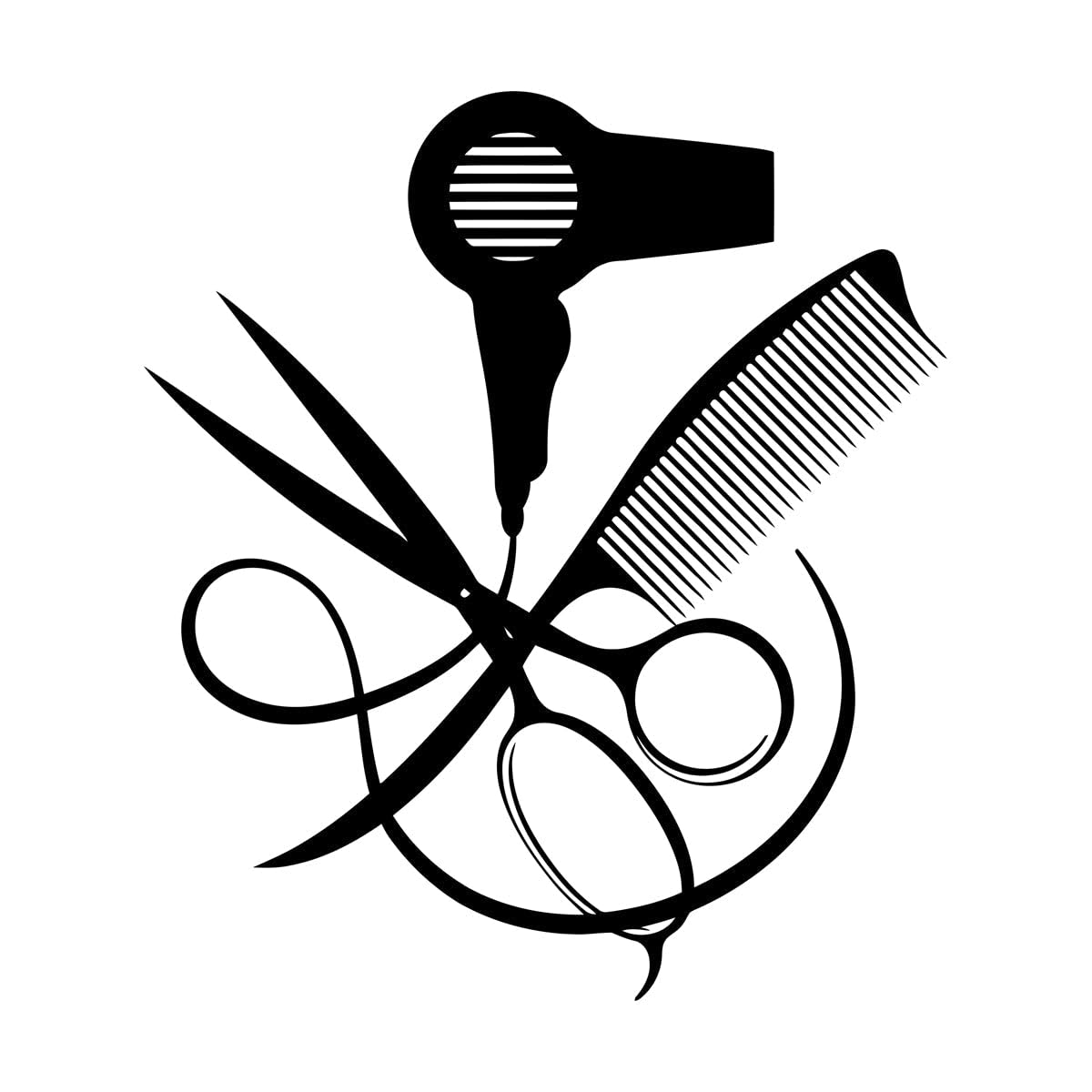 Lzhouting Wall Stickers 6163 Hair Salon Tools Vinyl Wall Decal Barbershop Scissors Comb Wall Stickers Barbershop Decor Design Mural Removable Decals Small - 30X34cm