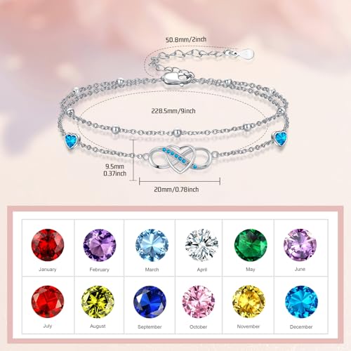 Image of Anklet for Women 925 Sterling Silver Double Infinity Ankle Bracelet Waterproof Summer Jewelry Anniversary Birthday Gifts for Her
