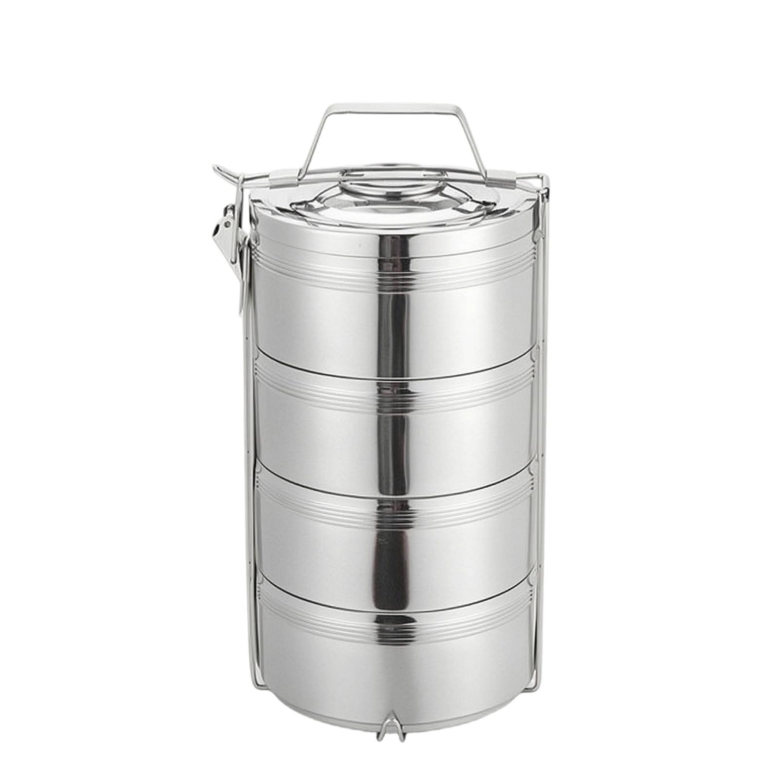 Baoblaze Contenitore Termico Pranzo Portavivande Bento Porta Alimenti Acciaio Inox con Compartimenti da 8cm E Impilamento Stabile Adatto per Ufficio Scuola Picnic Viaggio Campeggio