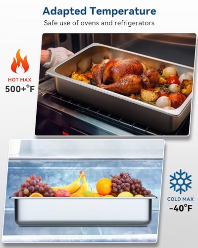 Image of 6 Pack Hotel Pans Full Size 6 inch Deep Stainless Steel Steam Table Pan | 22 Gauge Anti Jam Commercial Food Pans for Hotel, Party, Buffet, Catering Supplies