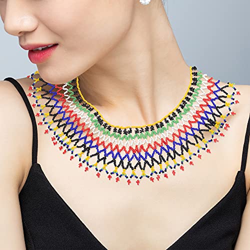 AUEAR Colorful Beaded Maasai Style Bib Necklace #TOP29