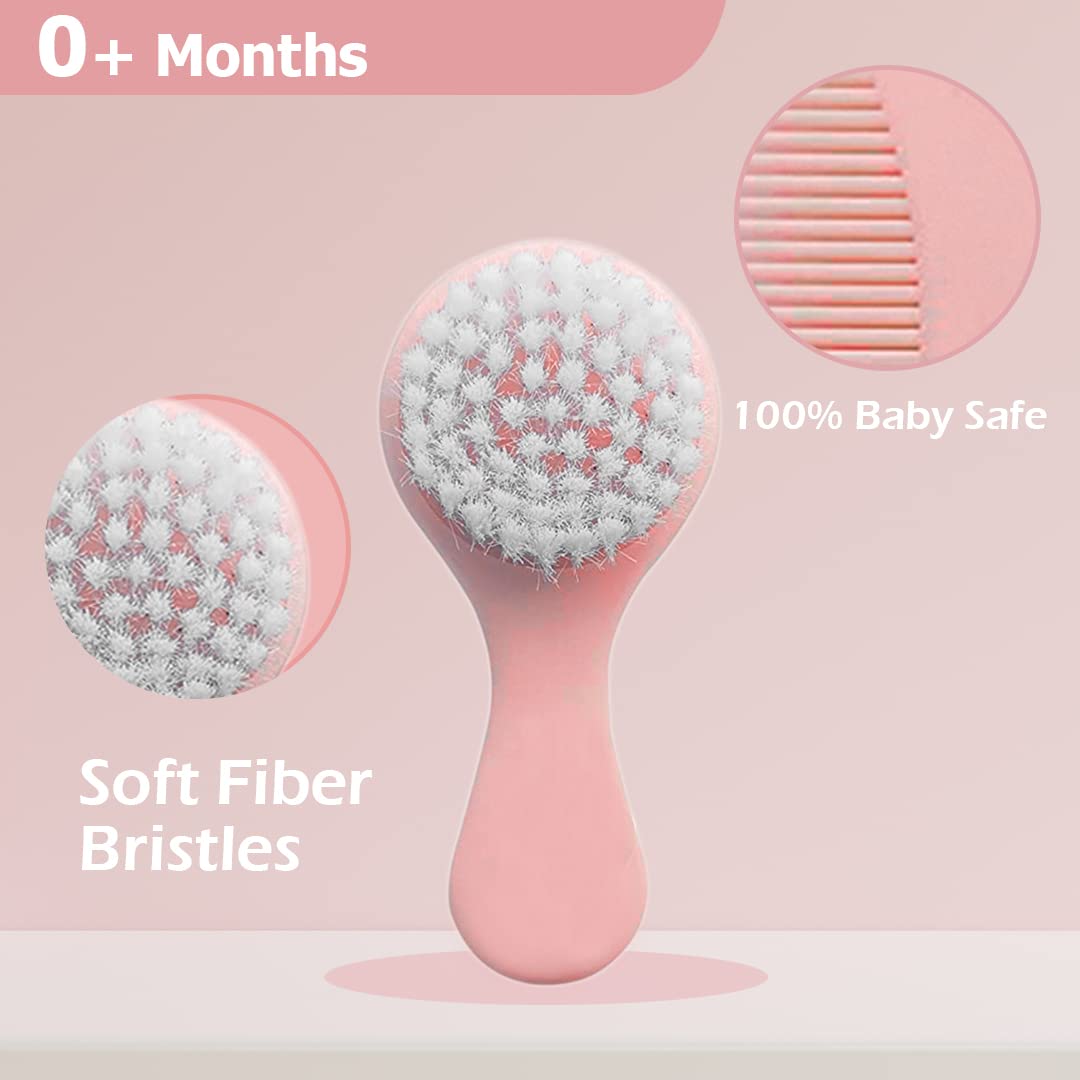 THE LITTLE LOOKERS Grooming Comb & Brush Set for Babies/Infants/Toddlers/Newborns (Pink')