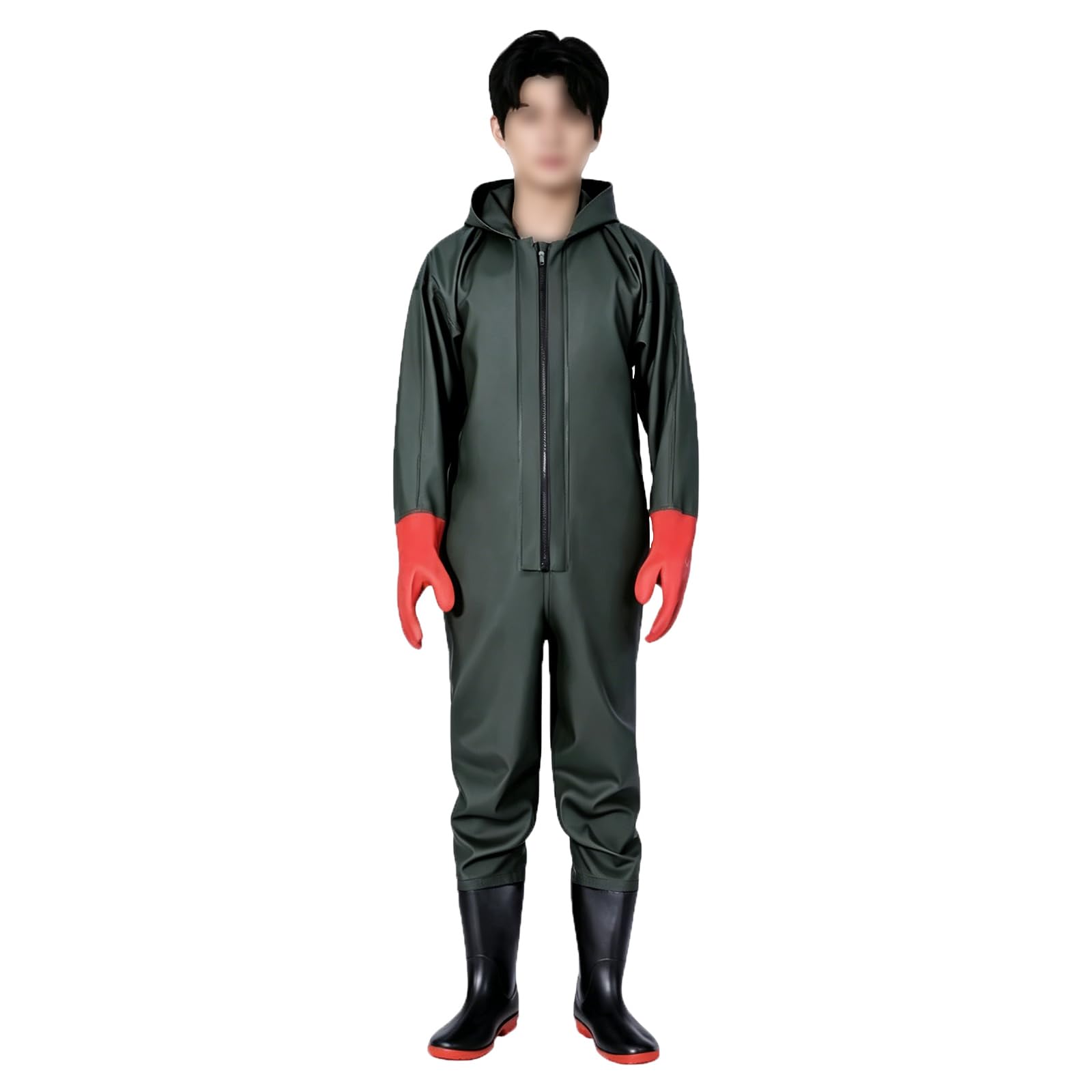 Waders De Pesca para Hombres y Mujeres, Impermeables, con Gorro para Lluvia y Guantes, Botas Antideslizantes, Ligeros, Unisex; Ideales para Jardinería, Granja, Acampada