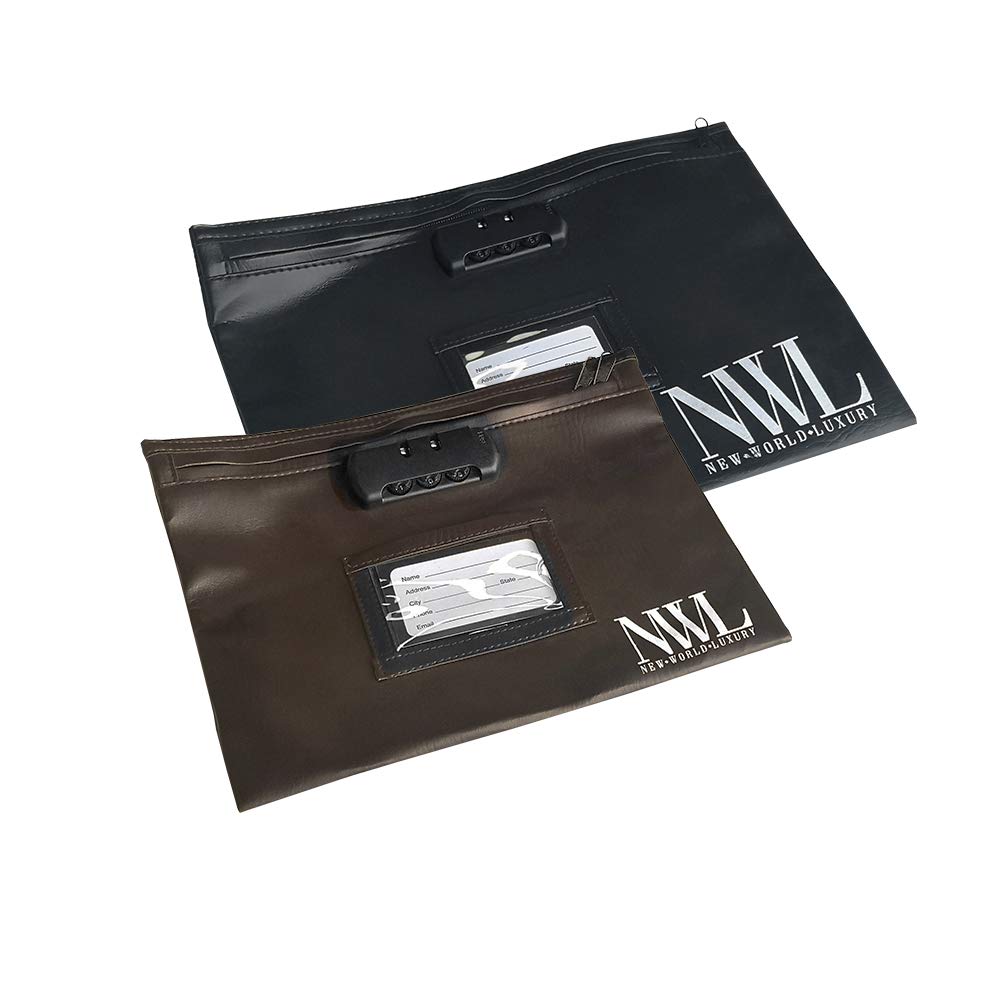 2Pack New World Luxury Locking Money Bag with Combination Lock, Large