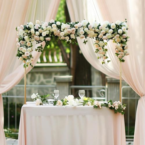 Image of Supvox Balloon Arch Decoration Stand - Metal Decoration Stand for Backdrop - Table Arch Decoration Stand DIY Assembly - Background Decoration Stand for Ceremony, Birthday, Party Supplies (Gold)