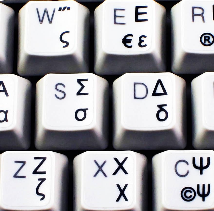 Pegatinas de teclado griego transparentes con letras negras miniatura 2