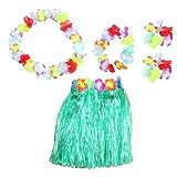 [NULYLU] 子供用ハワイアンパーティースカート ルアウコスチューム 点 緑