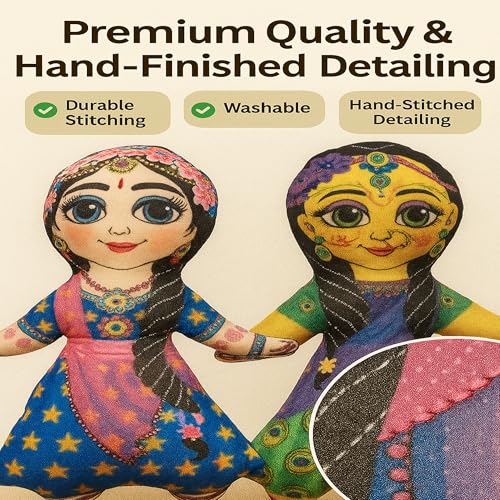 Image of Lalita Vishakha Radha Ji Sakhi Doll Soft Plush Toy for Kids | Handmade Cultural & Spiritual Toy | Washable Fabric | 7.5 Inch Cute Doll Set for Gifting & Decoration