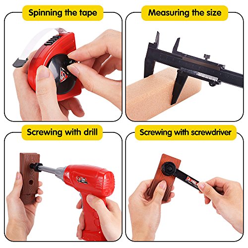 NextX Kids Tool Set 69 PCS Construction Toys Toolbox Fix It Learning Educational Play Tools for Child with Foam Wood - Thumbnail 2