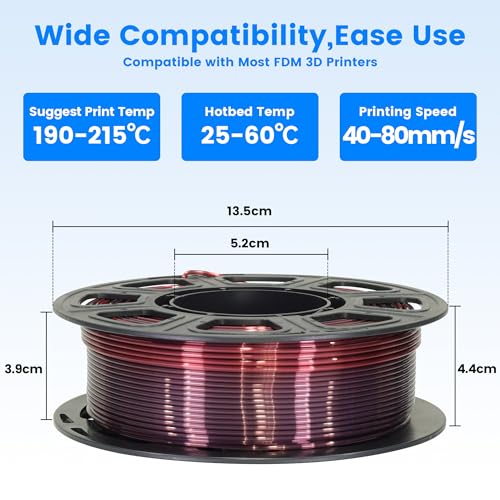 Image of MIKA3D 3D Printing Filament Silk Color Change PLA, 1.75mm Silk 2 Color Change PLA Filament 8 Spools Bunlde, 8 Most Popular Color Change Shiny PLA Mixed, 0.25kg /Spool, Total 2kg 3D Printing Silk PLA