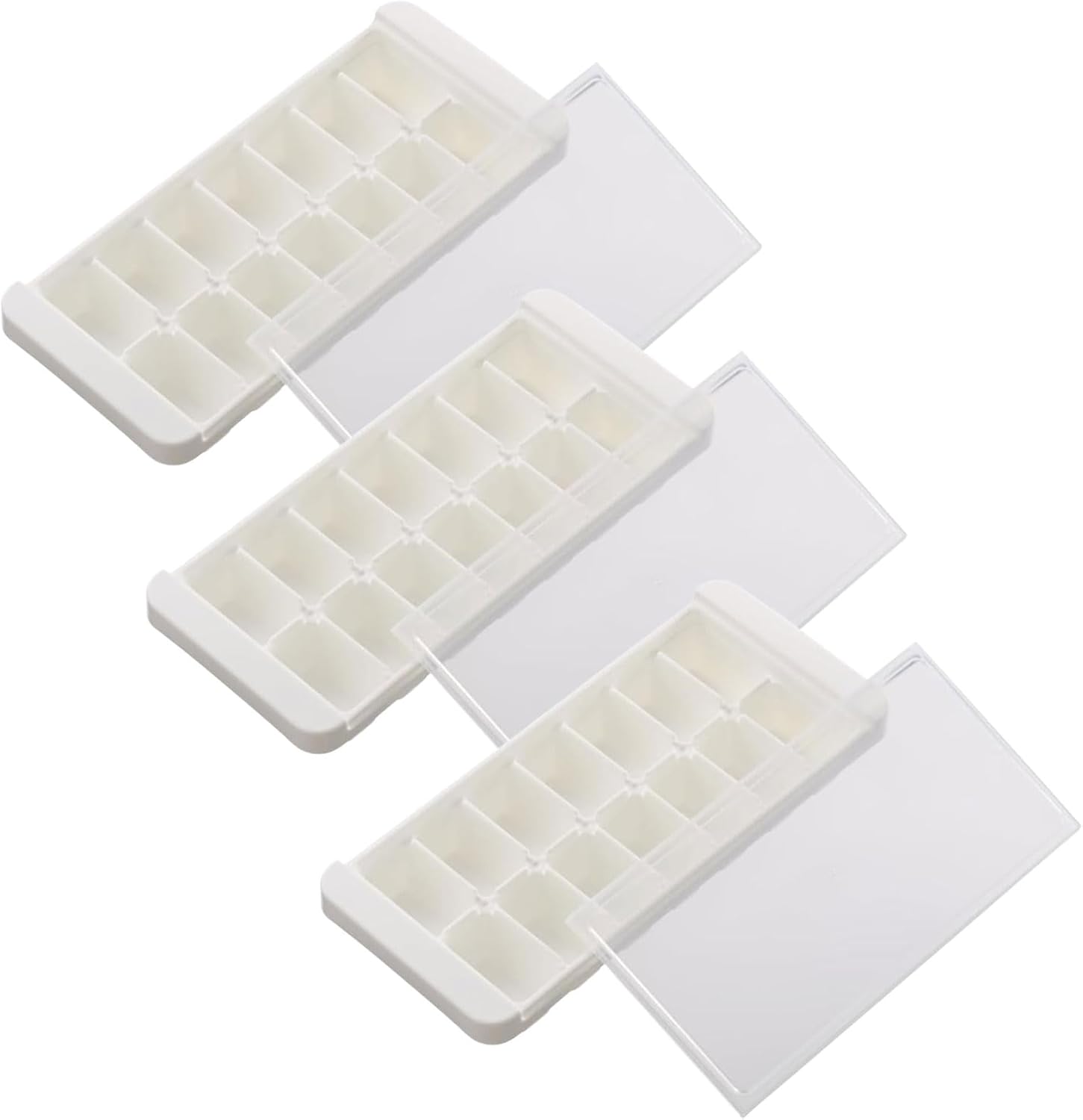 Iseto I-537 Ice Cube Tray, 3 Pieces, White, 14 Cavities, Width 4.5 x Depth 10.4 x Height 1.6 inches (11.5 x 26.1 x 4 cm), Made in Japan, Large Ice Tray, Includes Lid, Large Capacity, Ice Tray