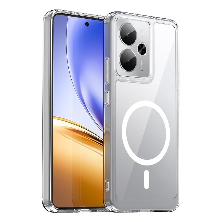 Colorcase Back Cover Case with Magnetic Lock Shockproof Bumper Protection Case for Realme 14 (5G) / Realme 14T (5G) (Transparent)