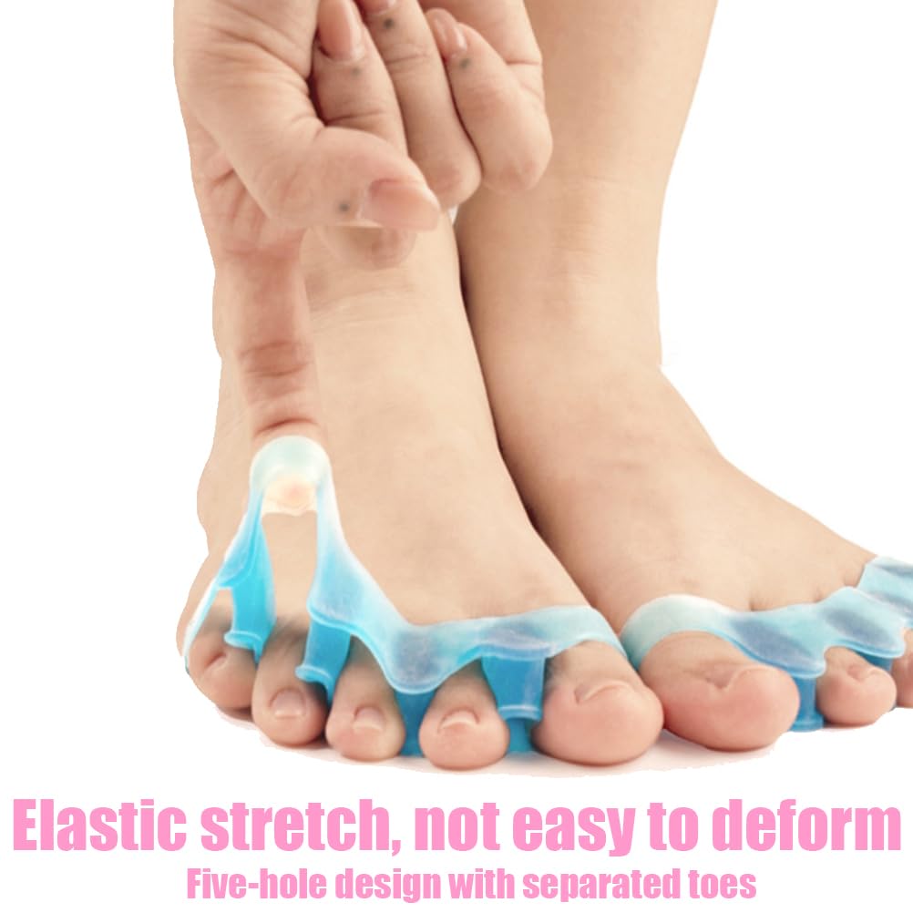 4 separatori di dita del piede, correttore di hallux valgus, separatore di unghie delle dita del piede in gel ripulibile, i piedi a martello, il hallux valgus (blu/rosa)