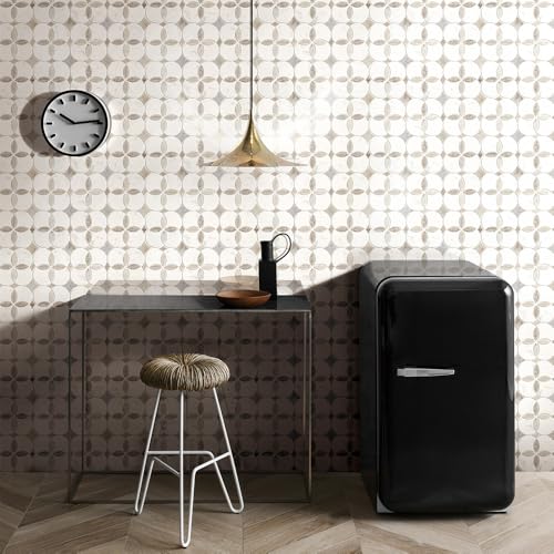 Anemone Flower Stone Mosaic 5 Sheets Mixed Color Italian Gray Marble Stone Kitchen Backsplash Water Jet Mosaic Flooring Tile Interior for Kitchen Backsplash Wall 4.65 sq. ft. (Natural White +Gray)