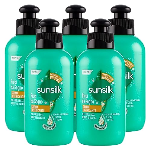 5 x Sunsilk Traumlocken Entwirrungscreme mit Elastin für lockiges Haar gegen Frizz 24 Stunden - 5 Flaschen à 200 ml