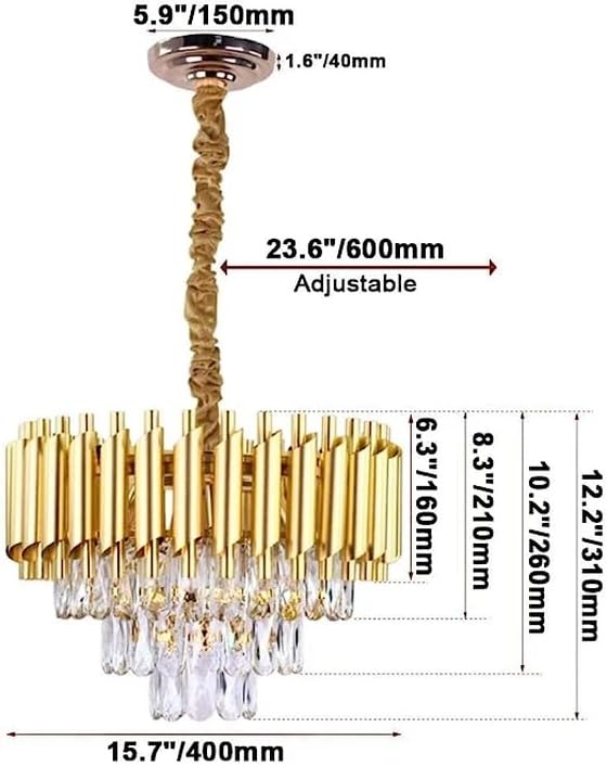 Image of Modern K9 Crystal Chandeliers Gold 3-Tier Round Crystal Chandelier Ceiling Light Fixture for Living Room and Hallway(400mm) A
